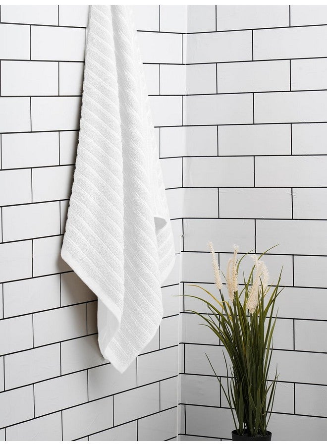 Welspun 100% Cotton Large (70 Cm X 150 Cm) | 250 GSM Dobby Solid Bath Towel (White)- 2-in-1 - Image 1