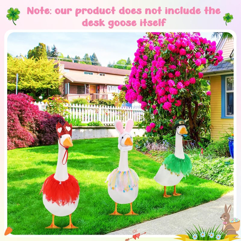Shyyween 3 Set Valentine's Day Goose Outfit St. Patrick's Easter Bunny Lawn Porch Duck Costume 23" /17'' Holiday Patio Yard(Collar) - Image 4