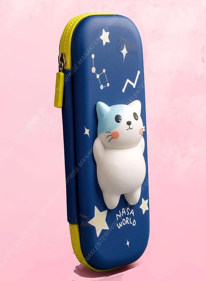 Funspark Cat Blue Small Cartoon Theme 3D EVA Pencil Case - Multipurpose Zipper Pouch for Kids, Pen Bag for School, Girls, Stationery Storage Box - Image 5