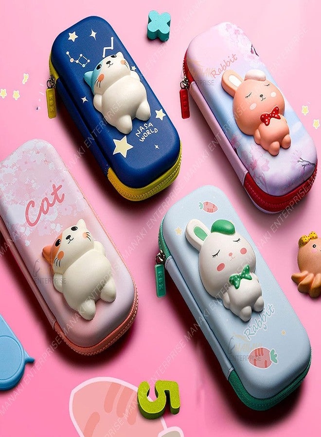 Funspark Cat Blue Small Cartoon Theme 3D EVA Pencil Case - Multipurpose Zipper Pouch for Kids, Pen Bag for School, Girls, Stationery Storage Box - Image 2