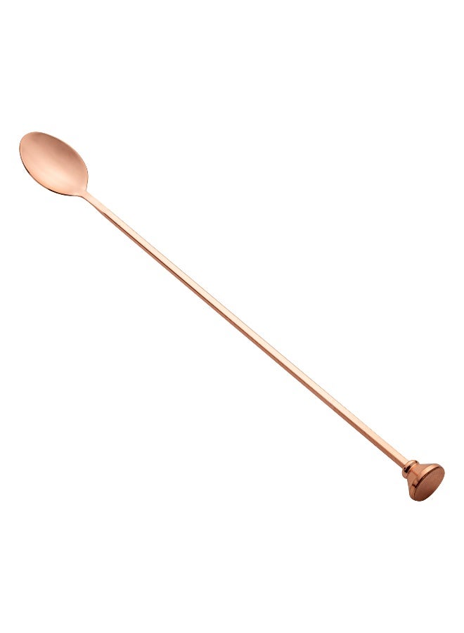 Restaurantware Bar Lux 12 Inch Bar Spoon, 1 Muddler Tip Cocktail Stirrer Spoon - Long, Commercial, Copper-Plated Stainless Steel Cocktail Mixing Spoon, For Stirring And Mixing For Professionals - Image 1