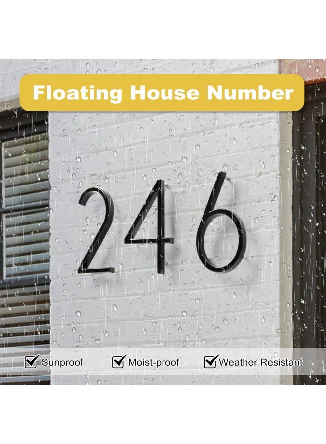 Briout 5" Floating House Number for Outside, Metal Modern Address Numbers for House, Zinc Alloy Anti-Rust Home Address Numbers for Door Mailbox, High Gloss Black (6) - Image 3