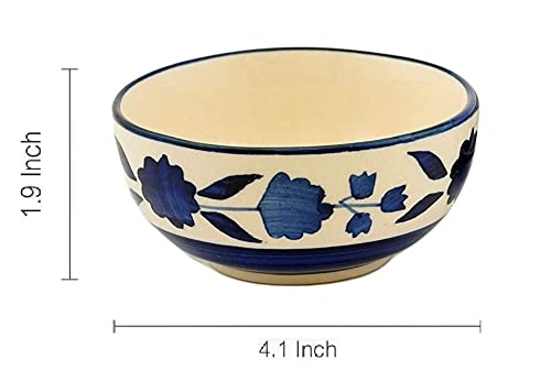 Phezent Blue Floral Ceramic Plates for Dinner with Katori (3 Pieces, 1 Dinner Plates, 2 Katori Bowl Dishwasher & Microwave Safe) -Dinner Sets Ceramic Dinner Set Bowls Set Dinnerware Sets - Image 4