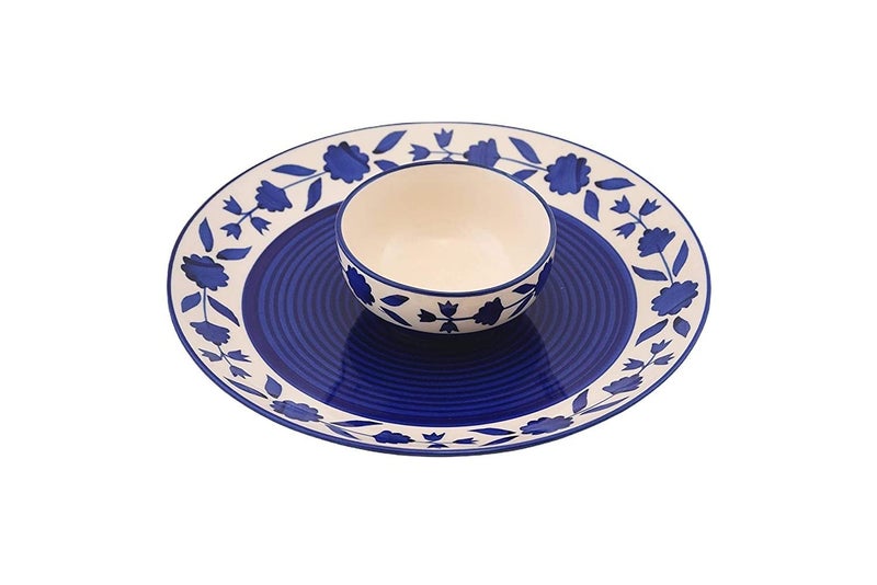 Phezent Blue Floral Ceramic Plates for Dinner with Katori (3 Pieces, 1 Dinner Plates, 2 Katori Bowl Dishwasher & Microwave Safe) -Dinner Sets Ceramic Dinner Set Bowls Set Dinnerware Sets - Image 5