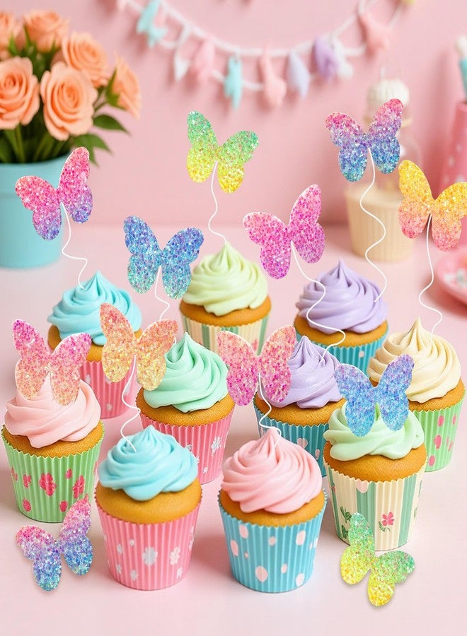 Knana 39Pcs Gradient Sequins Butterfly Cake Toppers Pink Butterfly Cake Decorations for Wedding Baby Shower Birthday Party Supplies - Image 3