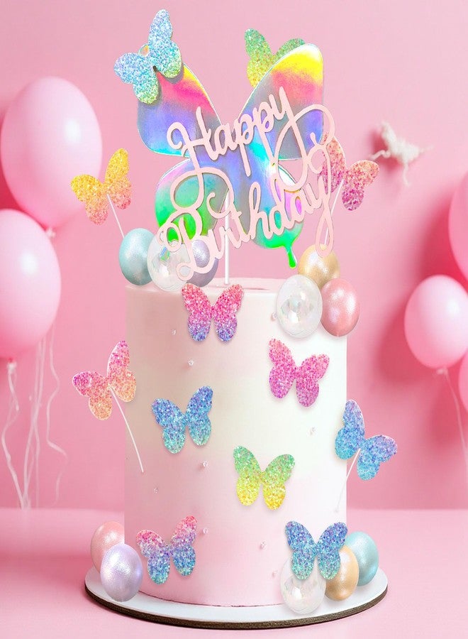 Knana 39Pcs Gradient Sequins Butterfly Cake Toppers Pink Butterfly Cake Decorations for Wedding Baby Shower Birthday Party Supplies - Image 5