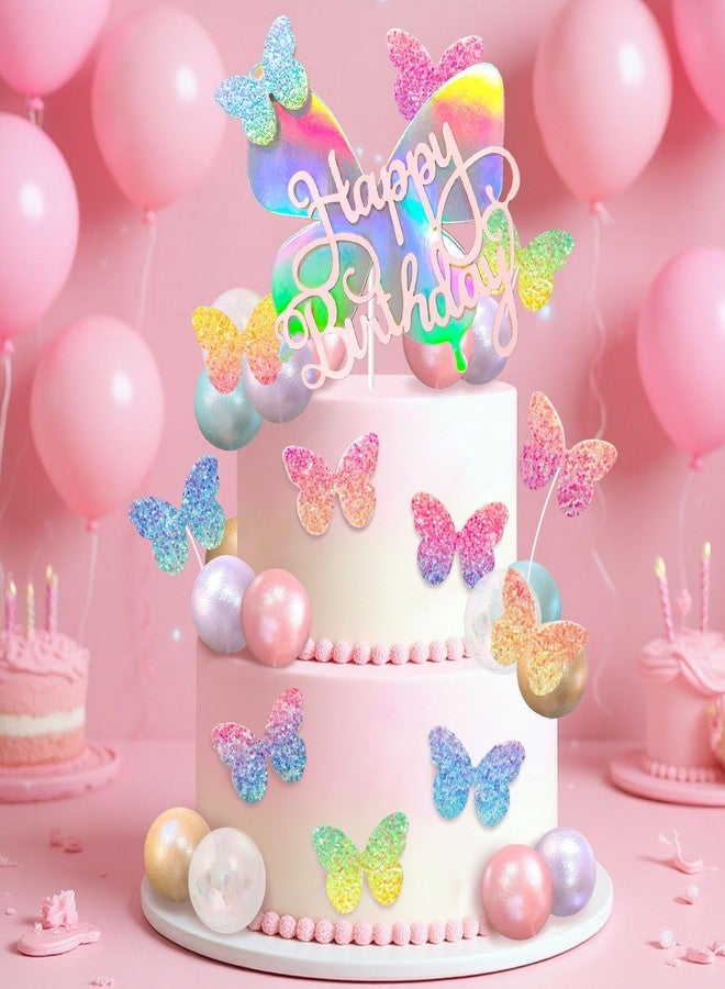 Knana 39Pcs Gradient Sequins Butterfly Cake Toppers Pink Butterfly Cake Decorations for Wedding Baby Shower Birthday Party Supplies - Image 4