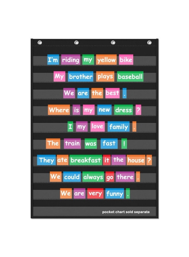 مخططات جيب قياسية، مخطط شفاف لدروس المعلمين في الفصل الدراسي أو للاستخدام المنزلي - يناسب شرائط الجمل القياسية وبطاقات الكلمات (اللون: أسود) - Image 1