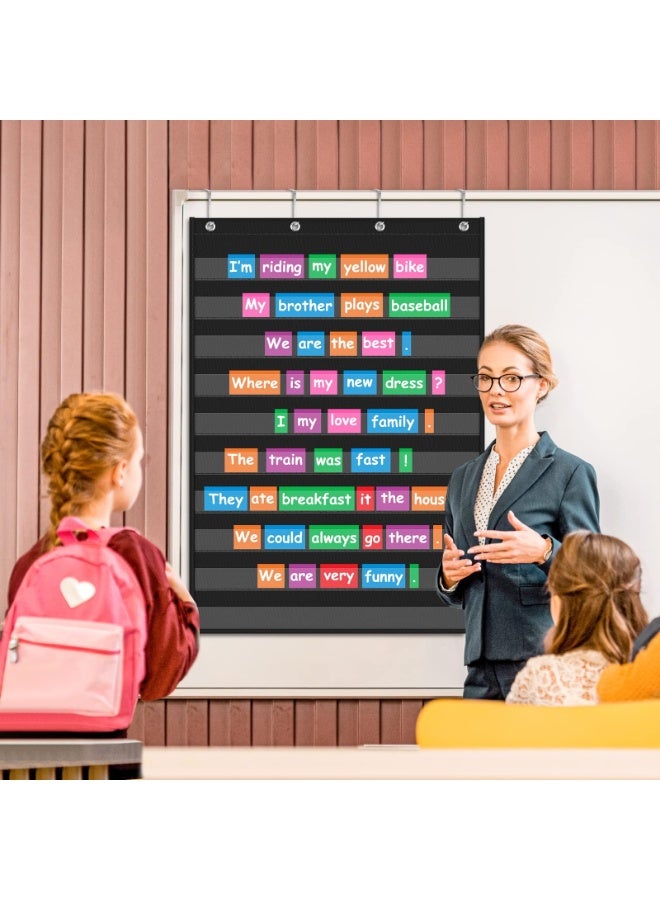 مخططات جيب قياسية، مخطط شفاف لدروس المعلمين في الفصل الدراسي أو للاستخدام المنزلي - يناسب شرائط الجمل القياسية وبطاقات الكلمات (اللون: أسود) - Image 4