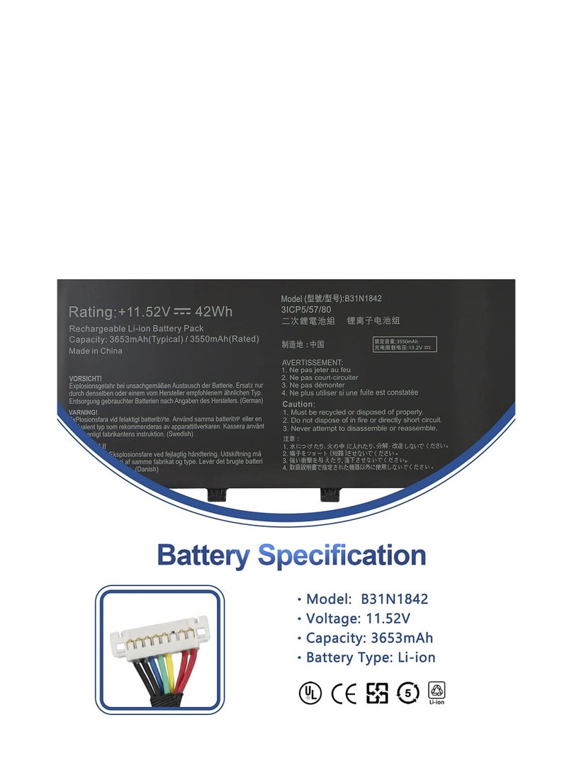 Terabyte بطارية لابتوب B31N1842 لأجهزة ASUS VivoBook S15 X513EQ X513EP X513EA X531F X531FA K531F S531F S531FA S531FL S5500F S5500FL V5050E V531F V531F V5311 FA V5311 FL سلسلة B200-03440000 - Image 2