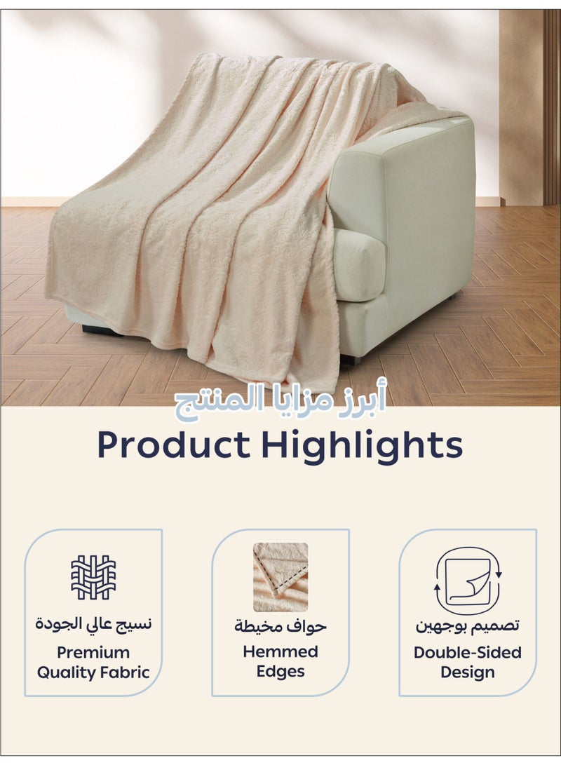 Donetella Fleece Blanket, Single Size 170x240 cm, 300 GSM, Floral Texture - Lightweight Ultra Soft & Warm Solid Throw Blanket, Cozy for Sofa, Bed & Couch  - Image 4