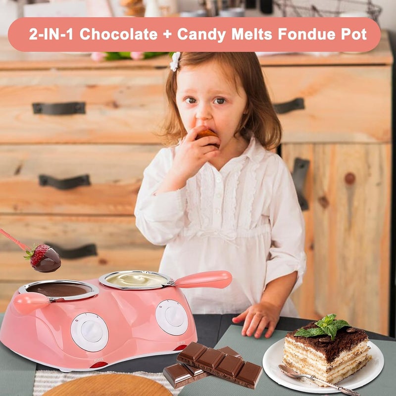 Yuehuam Yuehuam Melting Chocolate Pot Electric Chocolate Fondue Candy Maker with Double Melting Pot 2 Adjustable Temperature Mini Fondue Melting Pot Set for Milk Chocolate Cheese Butter Candy  - Image 5