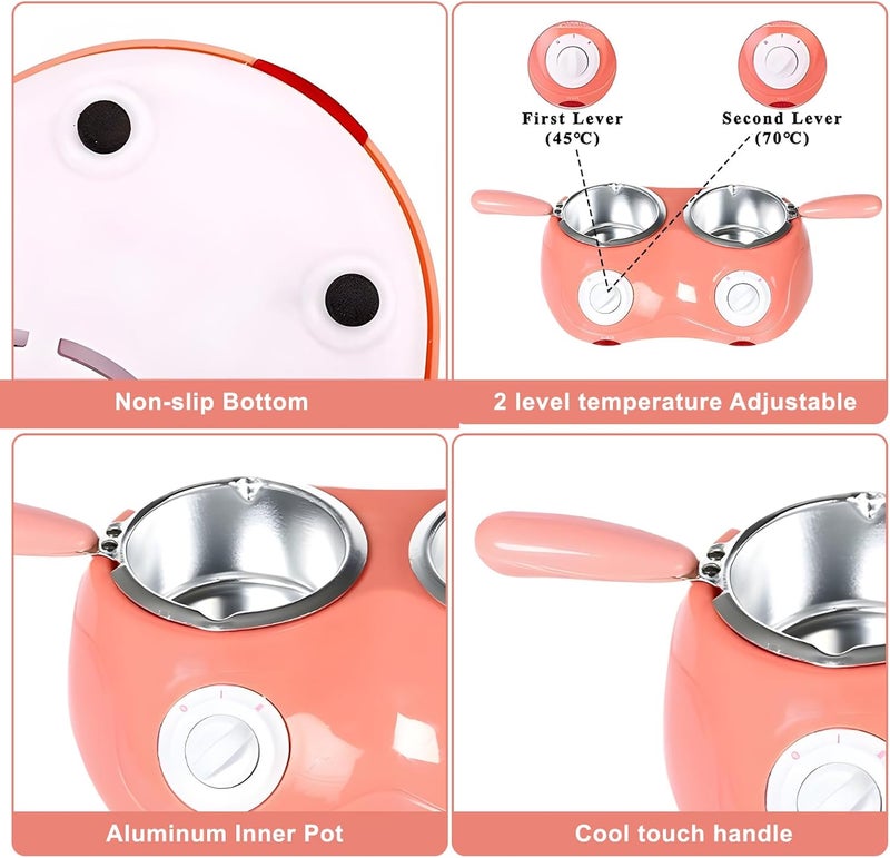 Yuehuam Yuehuam Melting Chocolate Pot Electric Chocolate Fondue Candy Maker with Double Melting Pot 2 Adjustable Temperature Mini Fondue Melting Pot Set for Milk Chocolate Cheese Butter Candy  - Image 2