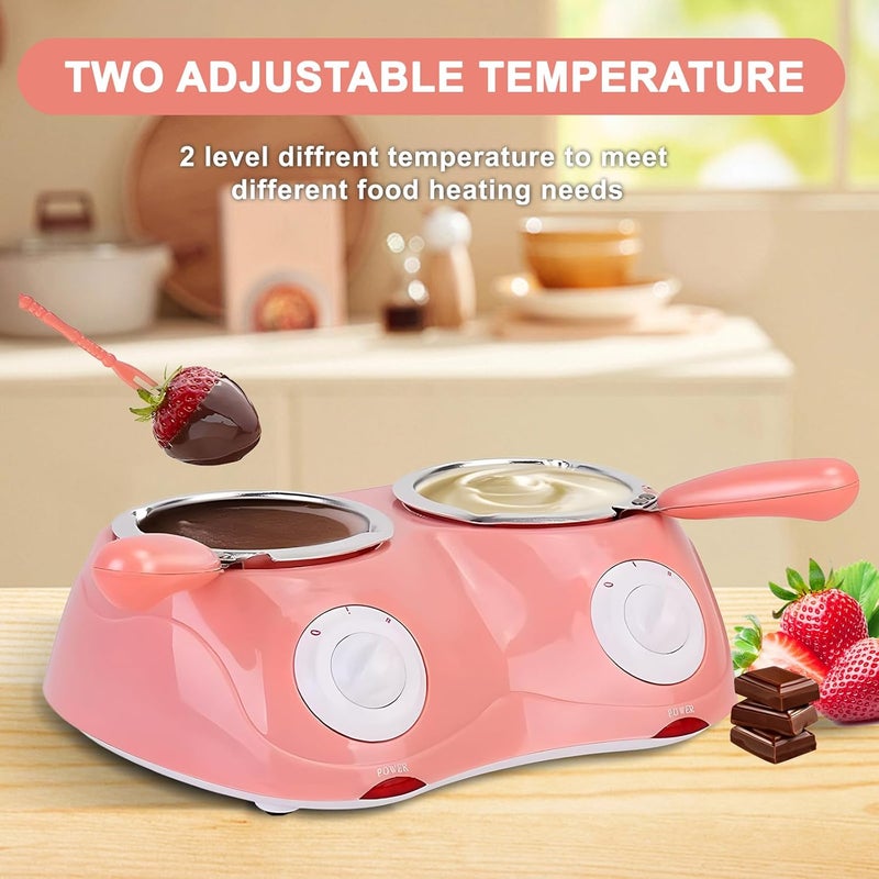 Yuehuam Yuehuam Melting Chocolate Pot Electric Chocolate Fondue Candy Maker with Double Melting Pot 2 Adjustable Temperature Mini Fondue Melting Pot Set for Milk Chocolate Cheese Butter Candy  - Image 4