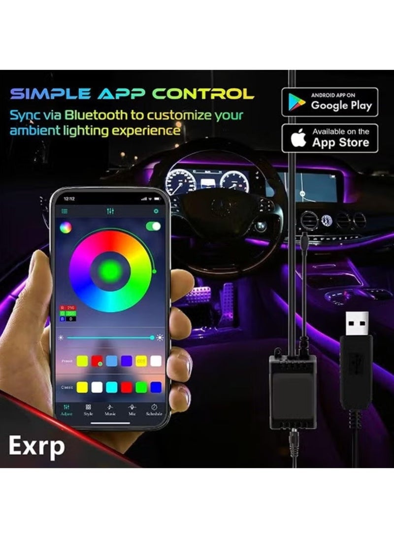 أضوء LED للسيارة — أضوء شريطية للسيارة وأكسسوارات السيارة، فوق العادة السطوع ومُزامنة الموسيقى، تحكم عبر تطبيق ذكي بألوان متعددة، مُنشطة بالصوت تحت لوحة القيادة منفذ USB — مناسبة للسيارة، الشاحنة، السيارة الشاسعة (SUV)، الجيب - Image 4