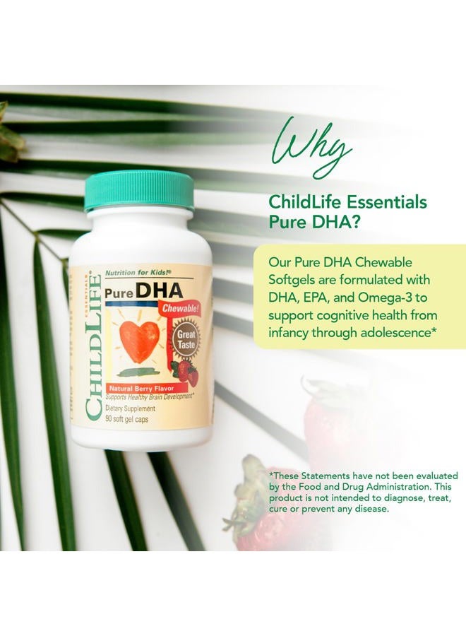 CHILDLIFE ESSENTIALS دي إتش إيه نقي للأطفال - مكملات دي إتش إيه، مكملات أوميغا 3 دي إتش إيه إي بي إيه، مضغوطات دي إتش إيه للأطفال، دي إتش إيه للأطفال، زيت السمك للأطفال، خالي من الجلوتين - نكهة التوت الطبيعية، 90 كبسولة لينة (عبوة من 3) - Image 3
