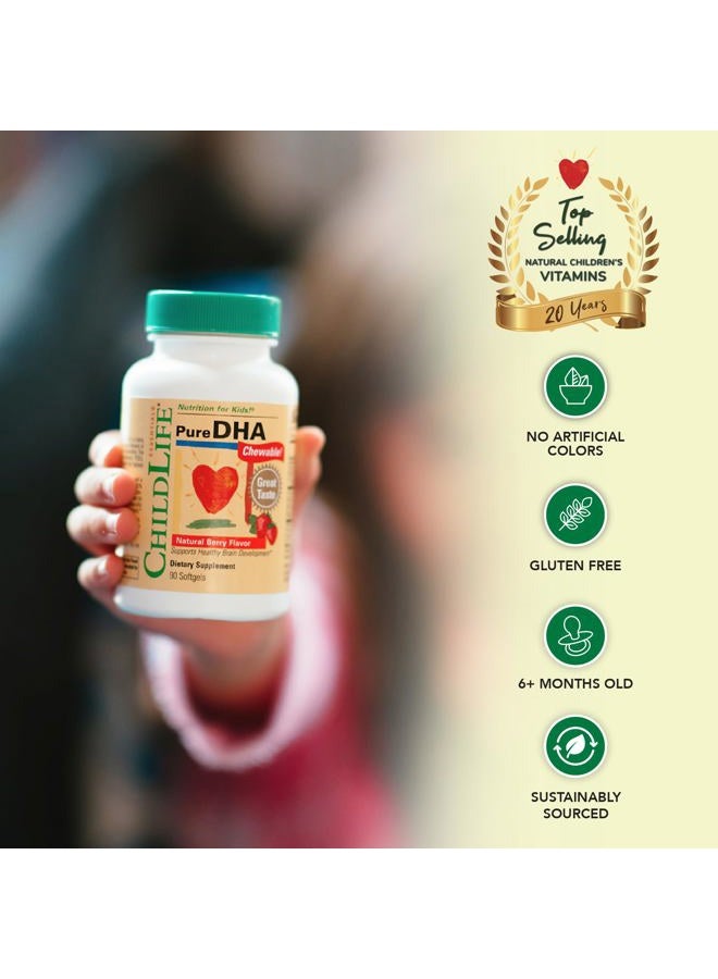 CHILDLIFE ESSENTIALS دي إتش إيه نقي للأطفال - مكملات دي إتش إيه، مكملات أوميغا 3 دي إتش إيه إي بي إيه، مضغوطات دي إتش إيه للأطفال، دي إتش إيه للأطفال، زيت السمك للأطفال، خالي من الجلوتين - نكهة التوت الطبيعية، 90 كبسولة لينة (عبوة من 3) - Image 4