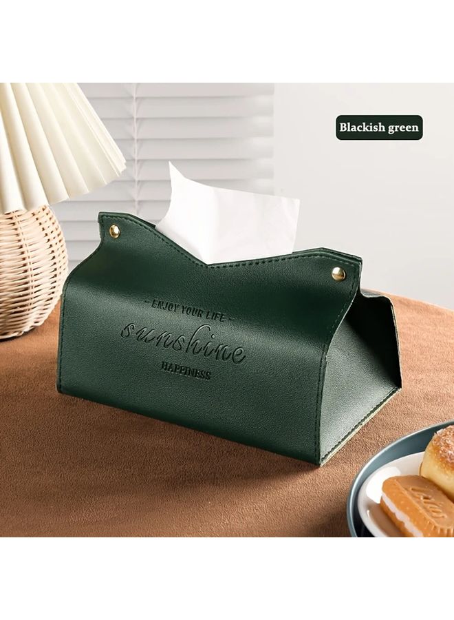 حامل علبة المناديل الحديث باللون الأخضر الداكن بتصميم بسيط لغرفة المعيشة والمطبخ والمكتب - Image 1