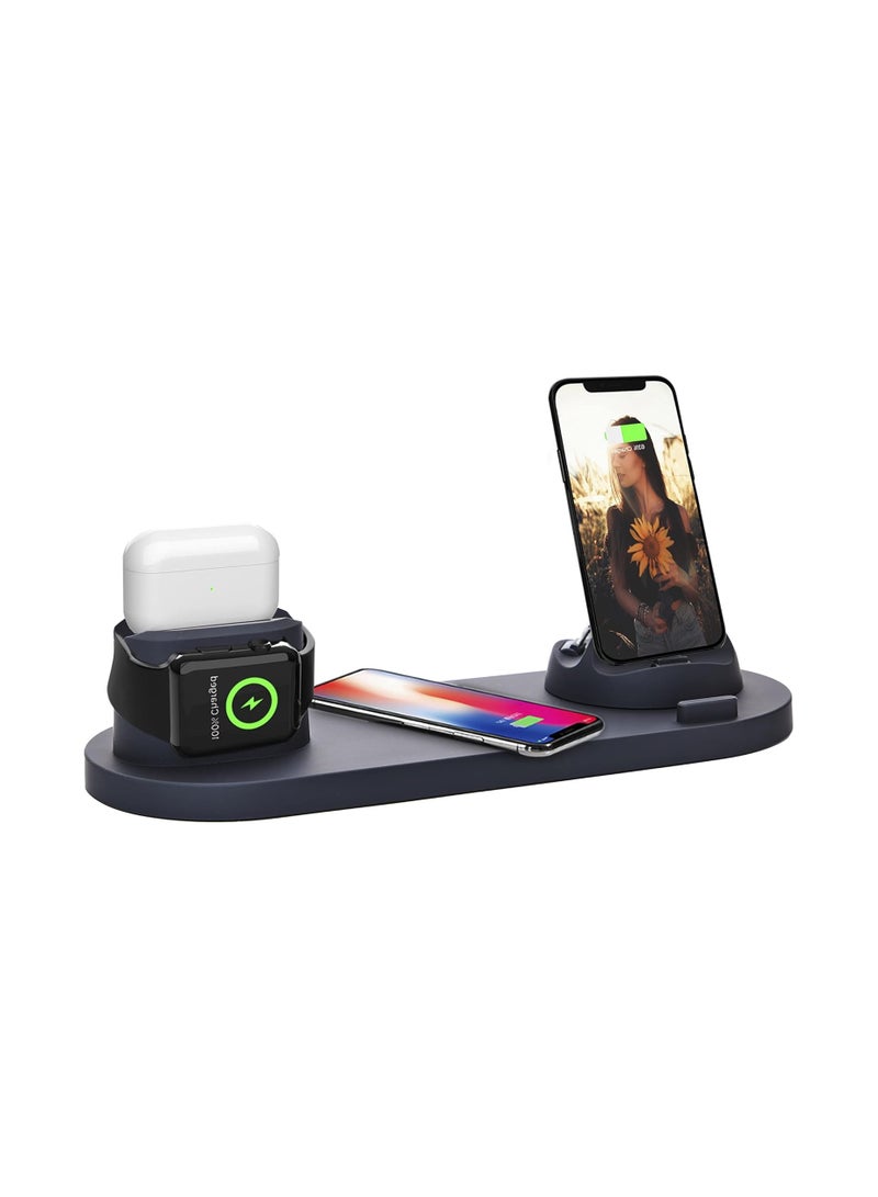 SYOSI 6 in 1 Charging Station for Apple Devices, Charging Dock Multi Device Charging Station for iPhone Series AirPods Pro/3/2/1, Charging Dock Station for Apple Watch SE/8/7/6/5/4/3/2/1 - Image 1