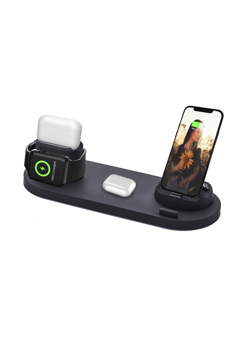 SYOSI 6 in 1 Charging Station for Apple Devices, Charging Dock Multi Device Charging Station for iPhone Series AirPods Pro/3/2/1, Charging Dock Station for Apple Watch SE/8/7/6/5/4/3/2/1 - Image 2