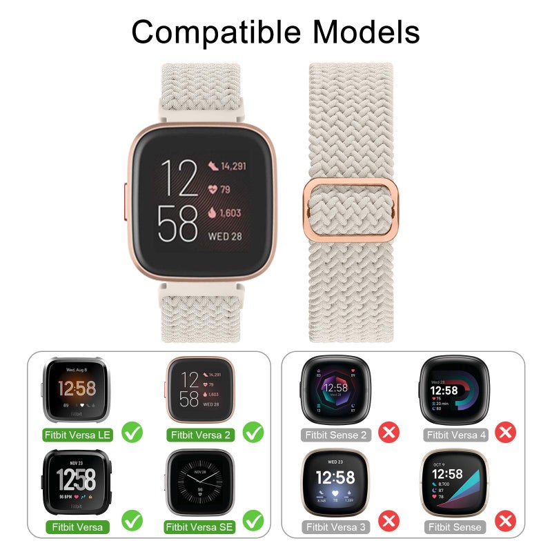 Tobfit Elastic Bands Compatible with Fitbit Versa 2 Watch Bands Women Men, Soft Adjustable Stretchy Loop Nylon Stylish Replacement Wristbands for Fitbit Versa 2 / Fitbit Versa / Versa Lite / Versa SE - Image 3