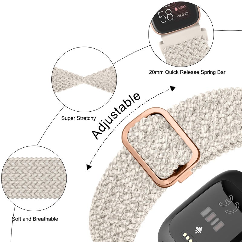 Tobfit Elastic Bands Compatible with Fitbit Versa 2 Watch Bands Women Men, Soft Adjustable Stretchy Loop Nylon Stylish Replacement Wristbands for Fitbit Versa 2 / Fitbit Versa / Versa Lite / Versa SE - Image 4