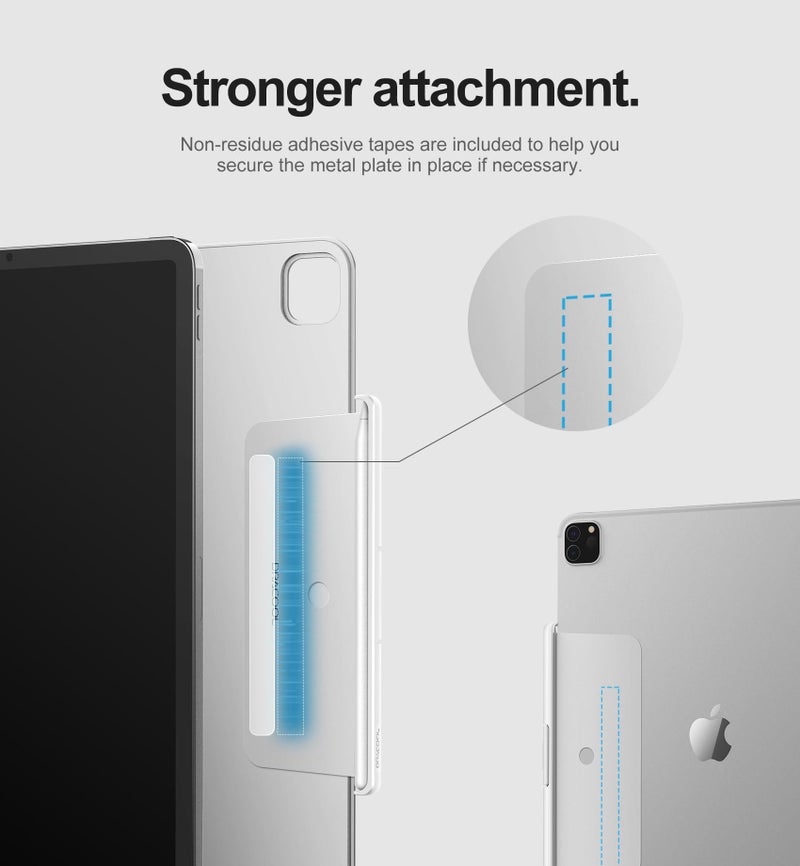 Dracool for Apple Pencil Pro/Apple Pencil 2nd Generation Pencil Holder Compatible with Magic Keyboard, Smart Folio, and Other Magnetic Cases for iPad Pencil Case 6.53 inch - White - Image 4