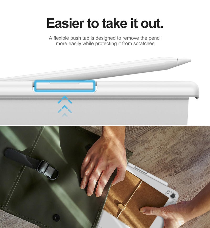 Dracool for Apple Pencil Pro/Apple Pencil 2nd Generation Pencil Holder Compatible with Magic Keyboard, Smart Folio, and Other Magnetic Cases for iPad Pencil Case 6.53 inch - White - Image 5