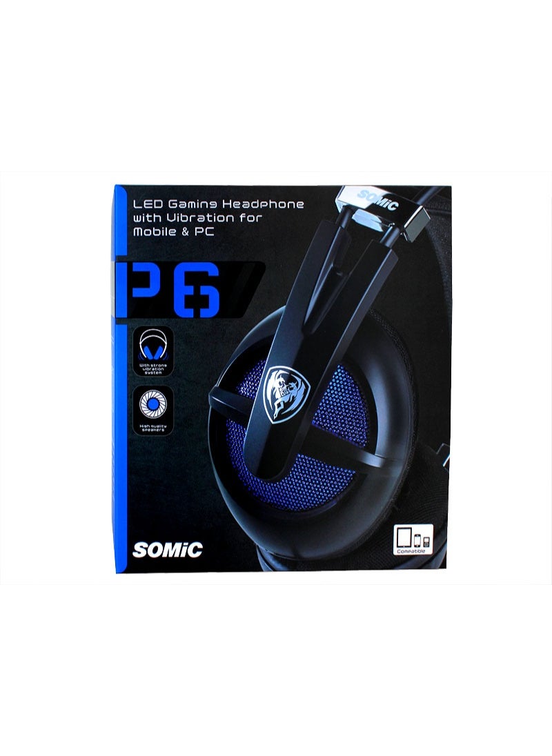 Somic P6  Led Gaming 3.5mm Vibration Headset With Internal Mic In The Wire .Heaedphone For PC and Mobile  - Image 3