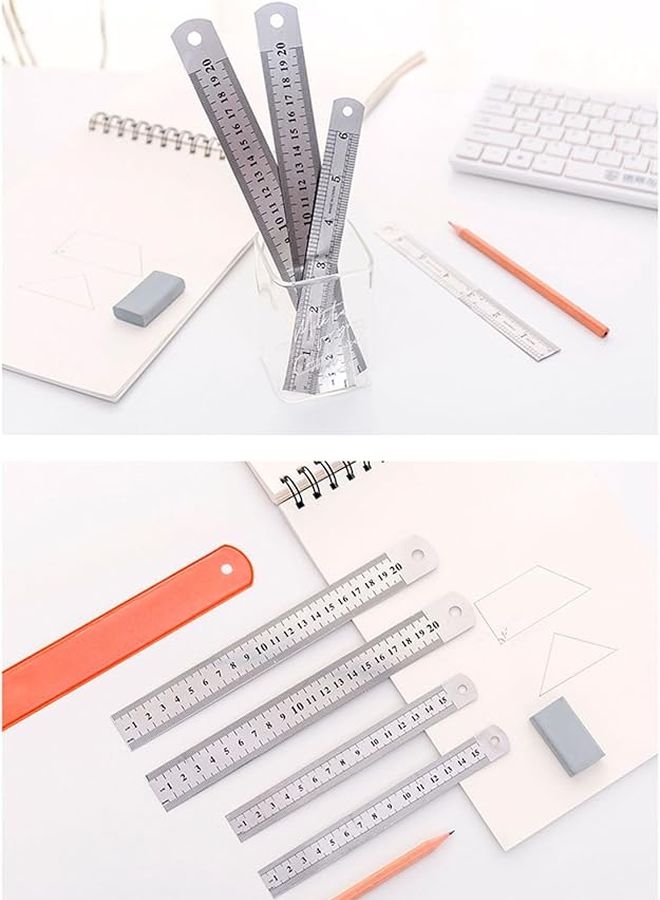 مسطرة من الفولاذ المقاوم للصدأ 20 سم متينة عالية الدقة متعددة الأغراض مستقيمة - Image 4