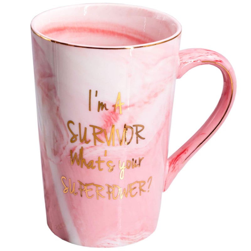 Mugpie Cancer Survivor Gifts for Women Im A Survivor Whats Your Superpower Coffee Mug Survivor Gift for Breast Cancer Awareness Chemo Patient Friends Cute Christmas Gifts Pink Coffee Cup
