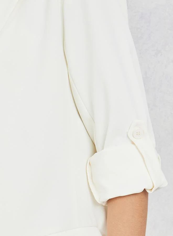 Styli Regular Fit Roll-Up Sleeve Flap Detail Blazer