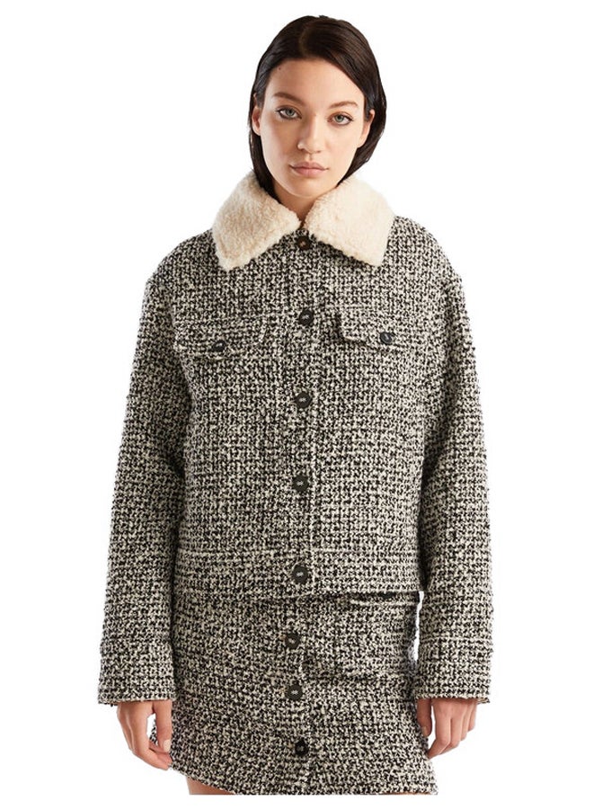 Benetton TWEED JACKET WITH DETACHABLE COLLAR  - Image 5