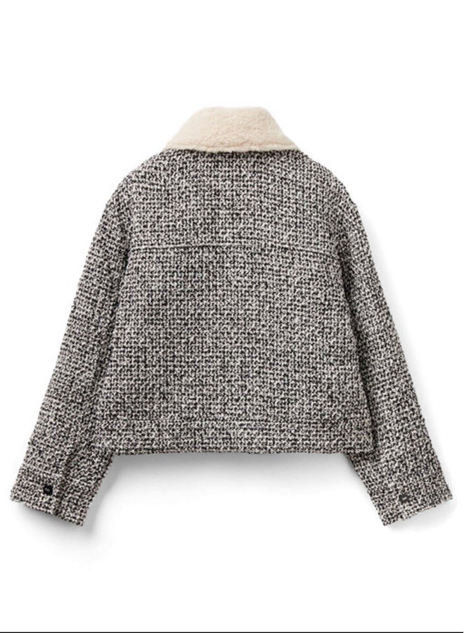 Benetton TWEED JACKET WITH DETACHABLE COLLAR  - Image 2