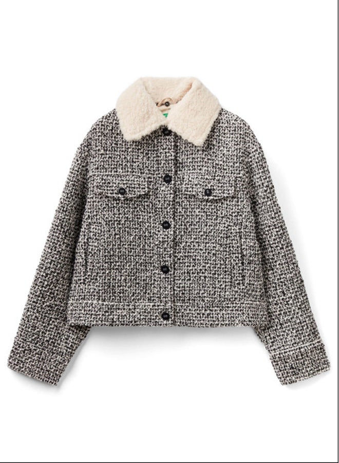 Benetton TWEED JACKET WITH DETACHABLE COLLAR  - Image 4