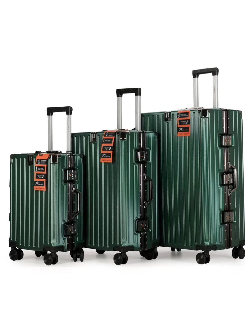 الازدهار حقيبة السفر الراقية سبيكة الألومنيوم الأمتعة مع أربع عجلات عالمية مظهر أنيق لرحلات 3pcs لكل مجموعة - Image 1