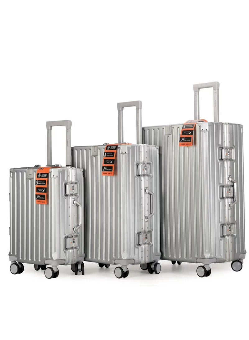 الازدهار حقيبة السفر الراقية سبيكة الألومنيوم الأمتعة مع أربع عجلات عالمية مظهر أنيق لرحلات 3pcs لكل مجموعة - Image 5