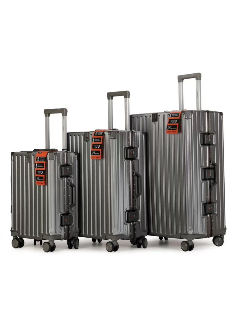 الازدهار حقيبة السفر الراقية سبيكة الألومنيوم الأمتعة مع أربع عجلات عالمية مظهر أنيق لرحلات 3pcs لكل مجموعة - Image 4