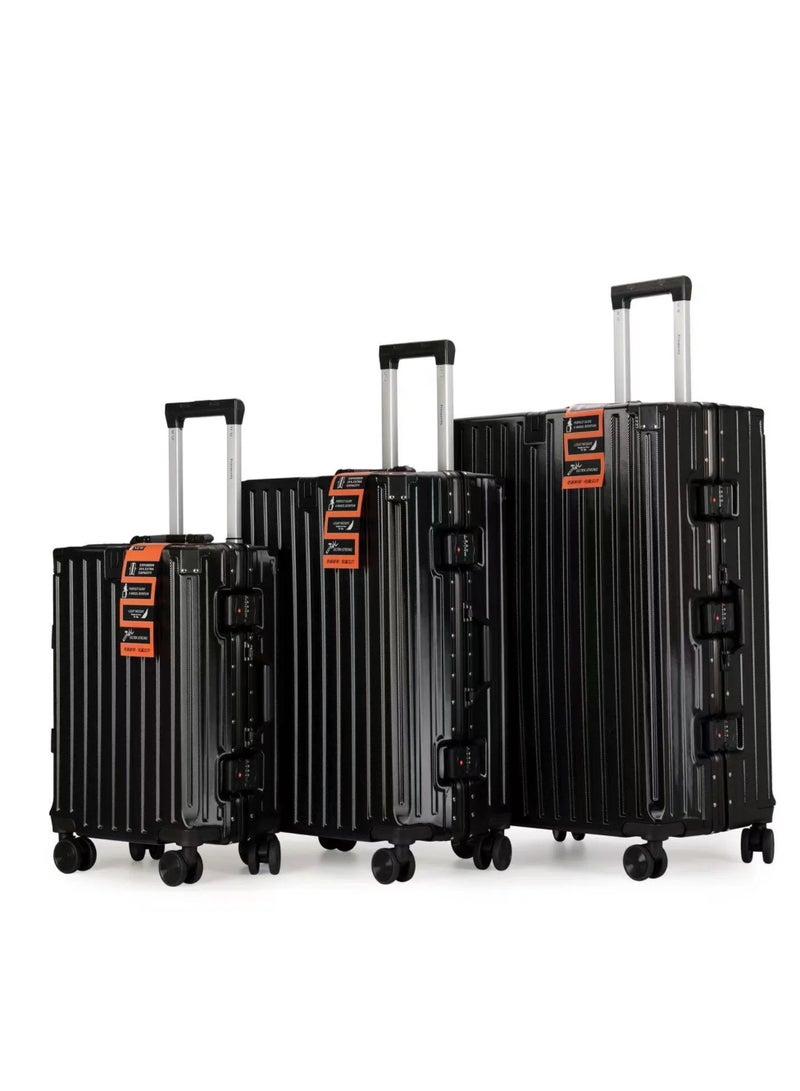 الازدهار حقيبة السفر الراقية سبيكة الألومنيوم الأمتعة مع أربع عجلات عالمية مظهر أنيق لرحلات 3pcs لكل مجموعة - Image 3