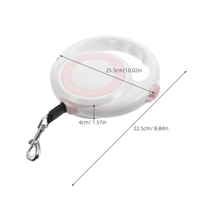 Retractable Adjustable Dog Leash For Small Dogs Puppy With Anti Slip Handle Pink White - Image 3