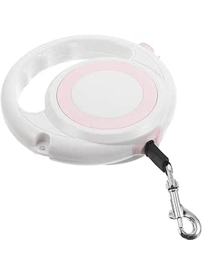 Retractable Adjustable Dog Leash For Small Dogs Puppy With Anti Slip Handle Pink White - Image 1