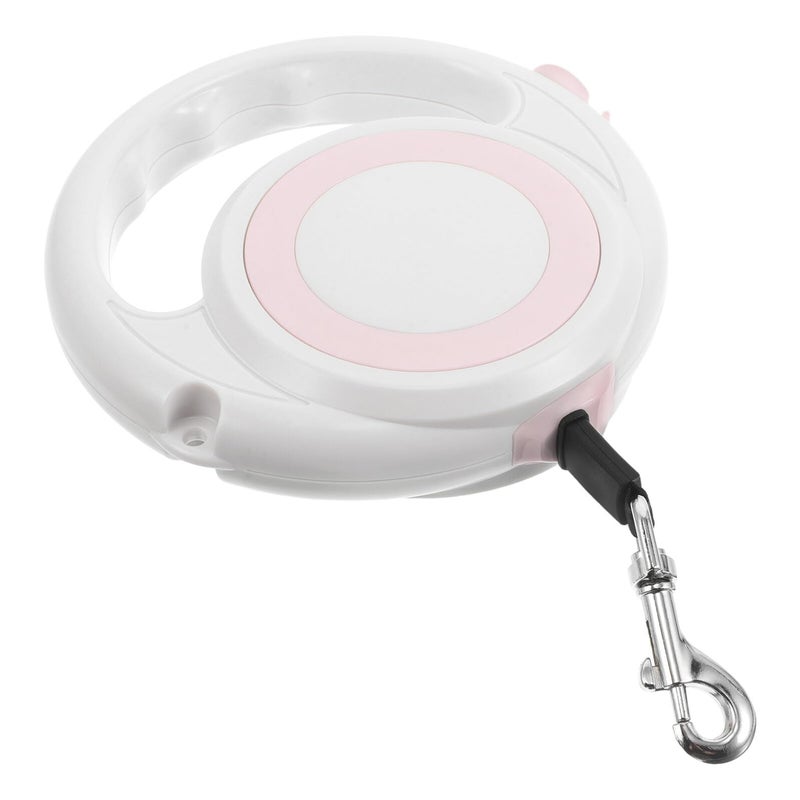 Retractable Adjustable Dog Leash For Small Dogs Puppy With Anti Slip Handle Pink White - Image 2