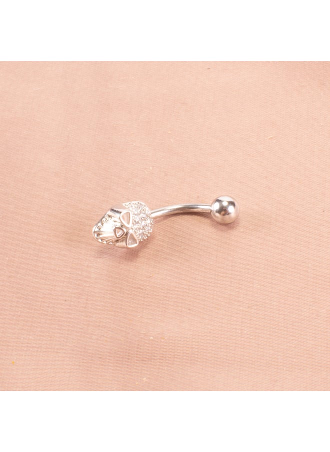 Generic Silver Zirconic Stainless Steel Skull Belly Piercing  - Image 2