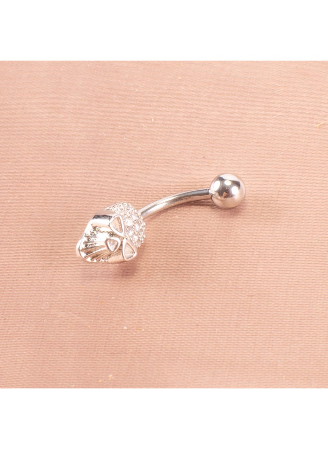 Generic Silver Zirconic Stainless Steel Skull Belly Piercing  - Image 1