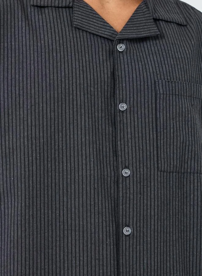 Styli  Men Grey Striped Cotton Shirt and Shorts Set for Men | Best Price UAE