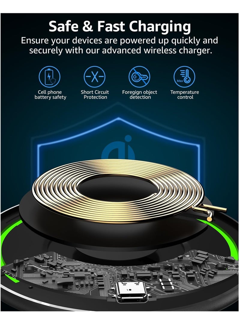 General TOZO 2024 Upgraded Wireless Charger 15W Max Fast Wireless Charging Pad Compatible with iPhone 15/15 Plus/15 Pro Max/14/13/SE/12 Series, Samsung Galaxy S24/S23/S22 Series (No AC Adapter), Black  - Image 2