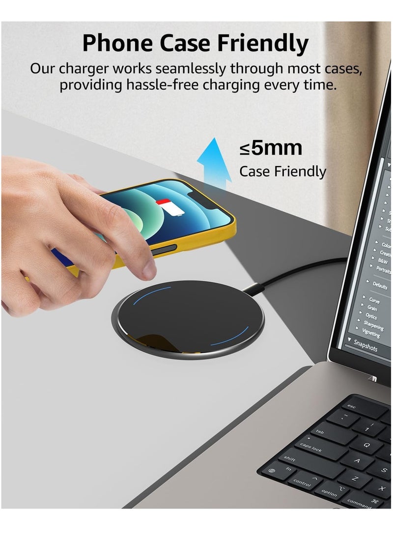 General TOZO 2024 Upgraded Wireless Charger 15W Max Fast Wireless Charging Pad Compatible with iPhone 15/15 Plus/15 Pro Max/14/13/SE/12 Series, Samsung Galaxy S24/S23/S22 Series (No AC Adapter), Black  - Image 3