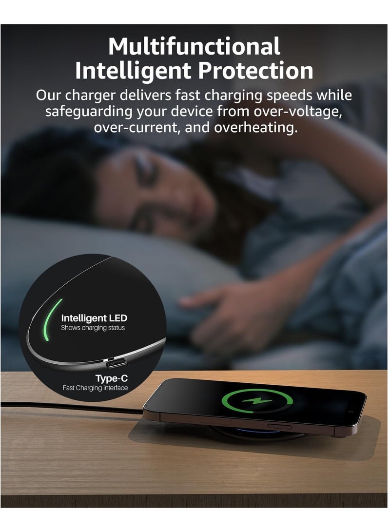 General TOZO 2024 Upgraded Wireless Charger 15W Max Fast Wireless Charging Pad Compatible with iPhone 15/15 Plus/15 Pro Max/14/13/SE/12 Series, Samsung Galaxy S24/S23/S22 Series (No AC Adapter), Black  - Image 4