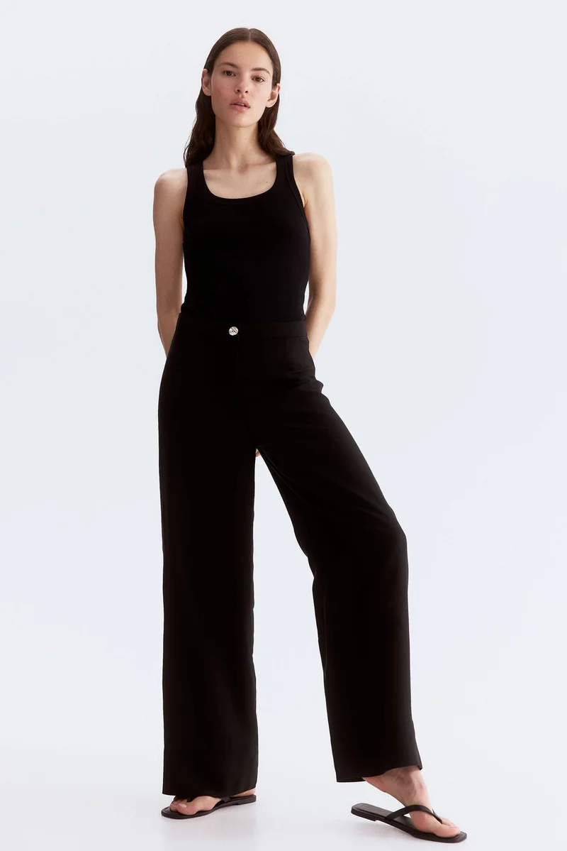 اتش اند ام بنطلون من مزيج الكتان