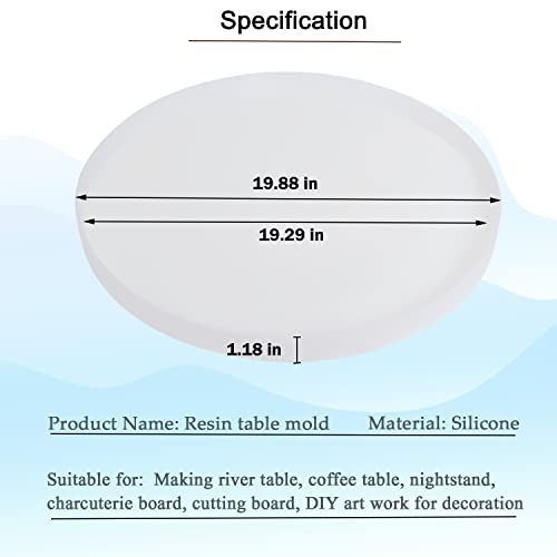 Wadoy 20 Inch Resin Table Molds, Large Round Silicone Resin Molds with 3 Pcs Hairpin Legs for Table, Epoxy Resin Topdesk Molds for Charcuterie Board, River Table, DIY Art Home Decoration - Image 3